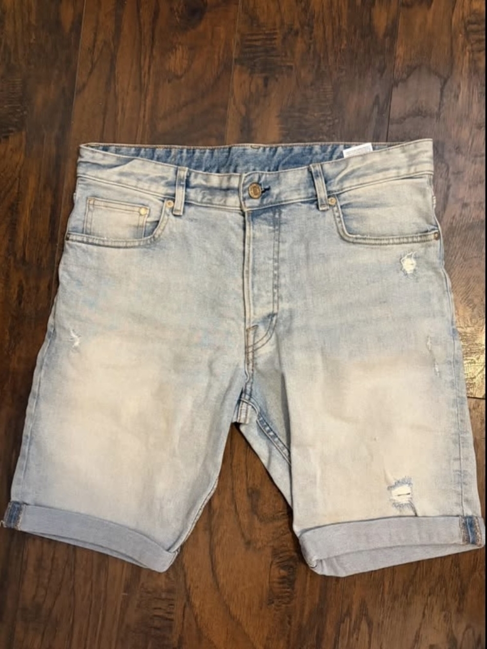Light Blue Washed Denim Men's Shorts